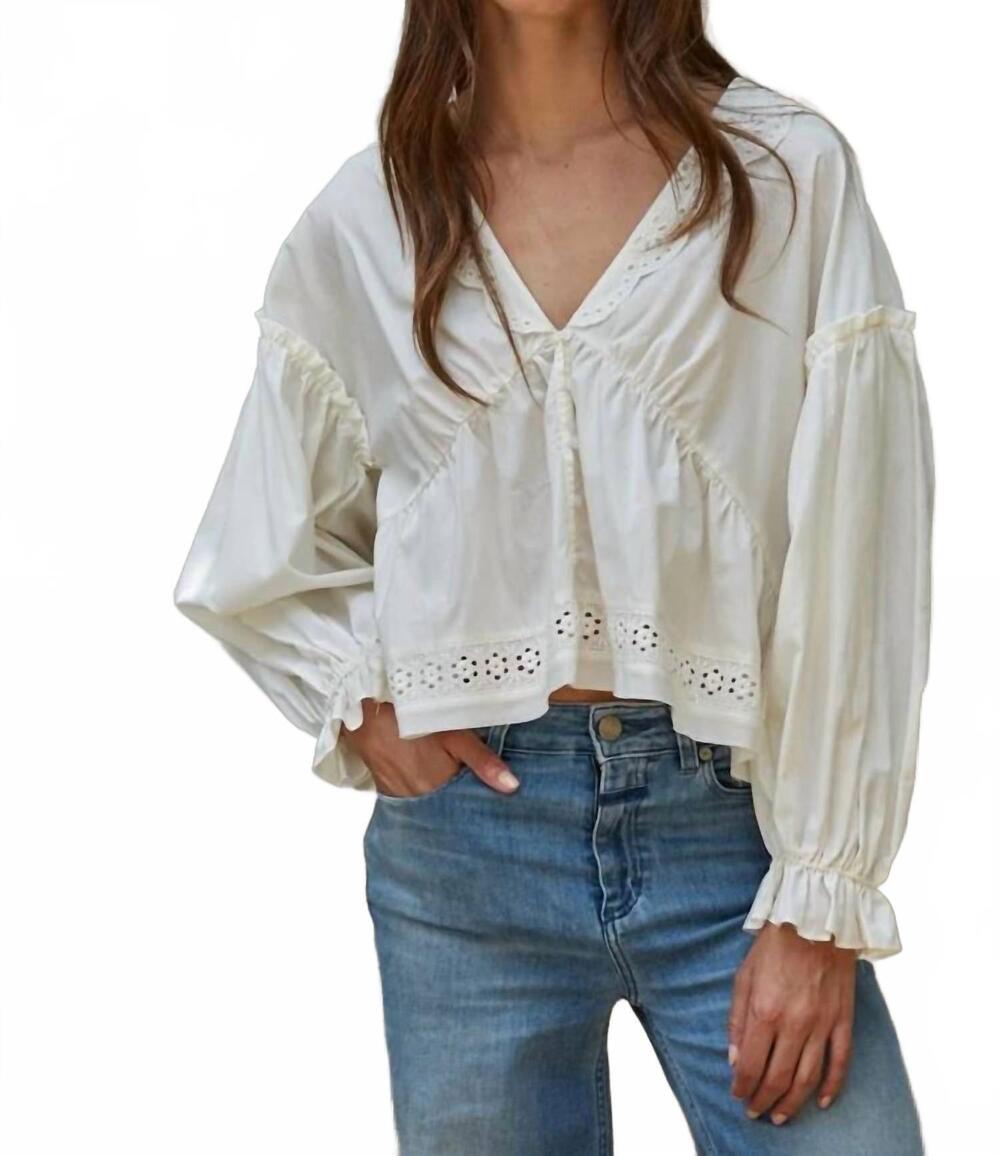 NEW BY TOGETHER romantic eyelet cotton-blend babydoll top in white